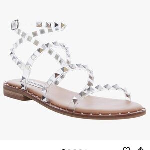 Steve Madden strappy Travel Brown and White Studded Sandals size 9.5